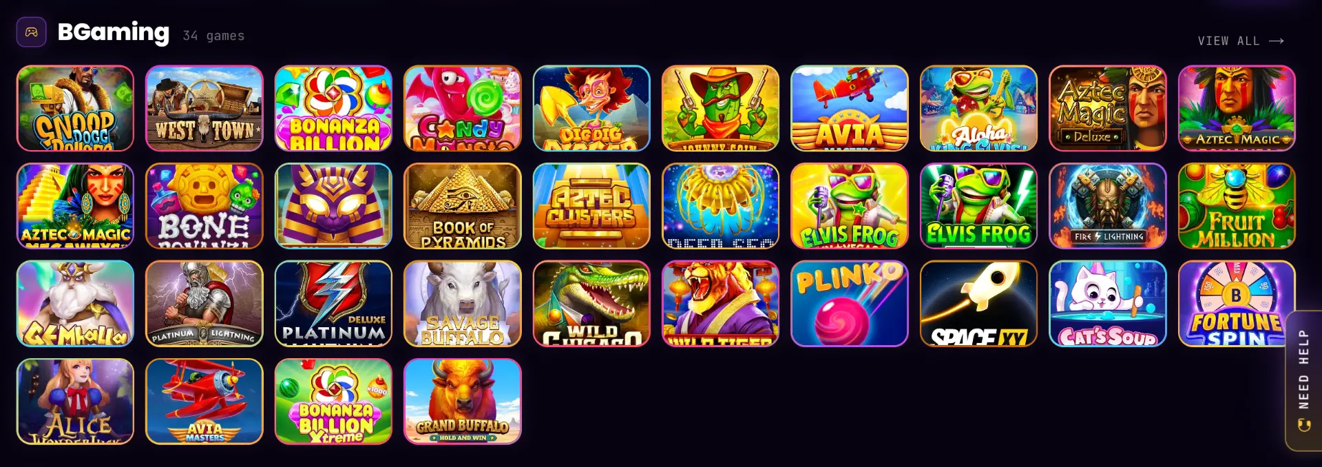 A selection of slot games available on Ora Games